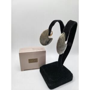 NOS Avon Neutral Resin Crescent Clip Earrings with Box Vintage 1980s